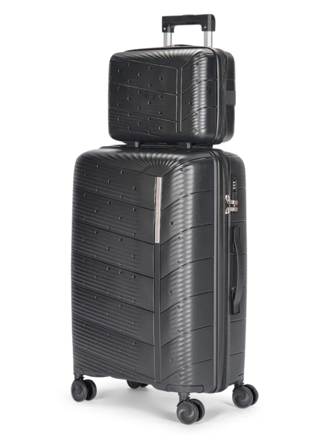 ليمرا طقم شنط سفر مكون من 4 حقائب أمتعة بعجلات و بتصميم صلب وقوي مصنوع  من مادة البولي بوربلين لون رمادي غامق